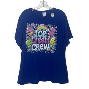 Port & Company Ice Cream Crew Graphic Tshirt Womens XXL Blue New Casual